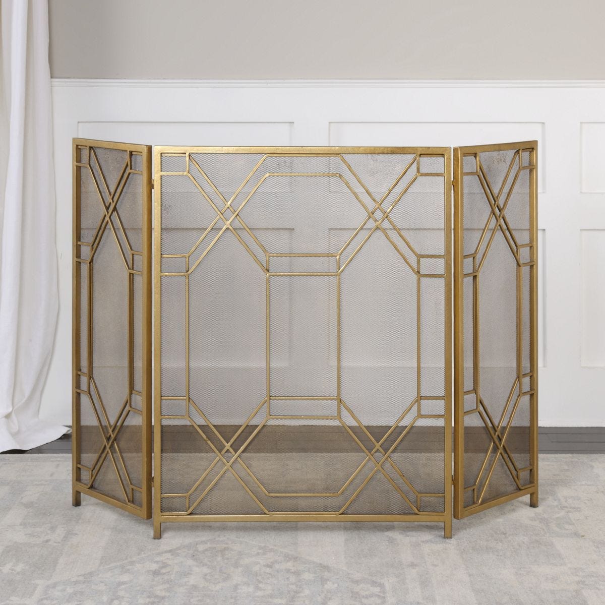 Rosen Fireplace Screen, Gold - stylish home accessories to complete your decor | Image 3 | InSTYLE Home & Rugs