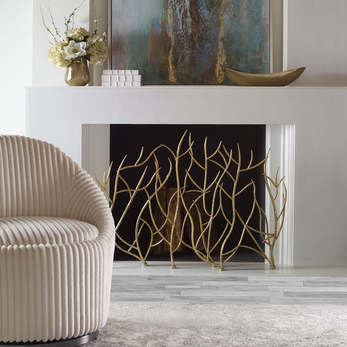 Gold Branches Decorative Fireplace Screen - decor accents and accessories for every room | Image 1 | InSTYLE Home & Rugs