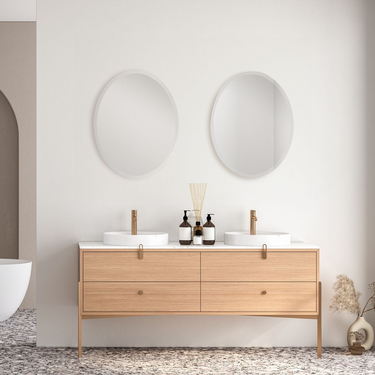 Vanity Oval Mirror - perfect for enhancing light and creating a sense of space | Image 1 | InSTYLE Home & Rugs