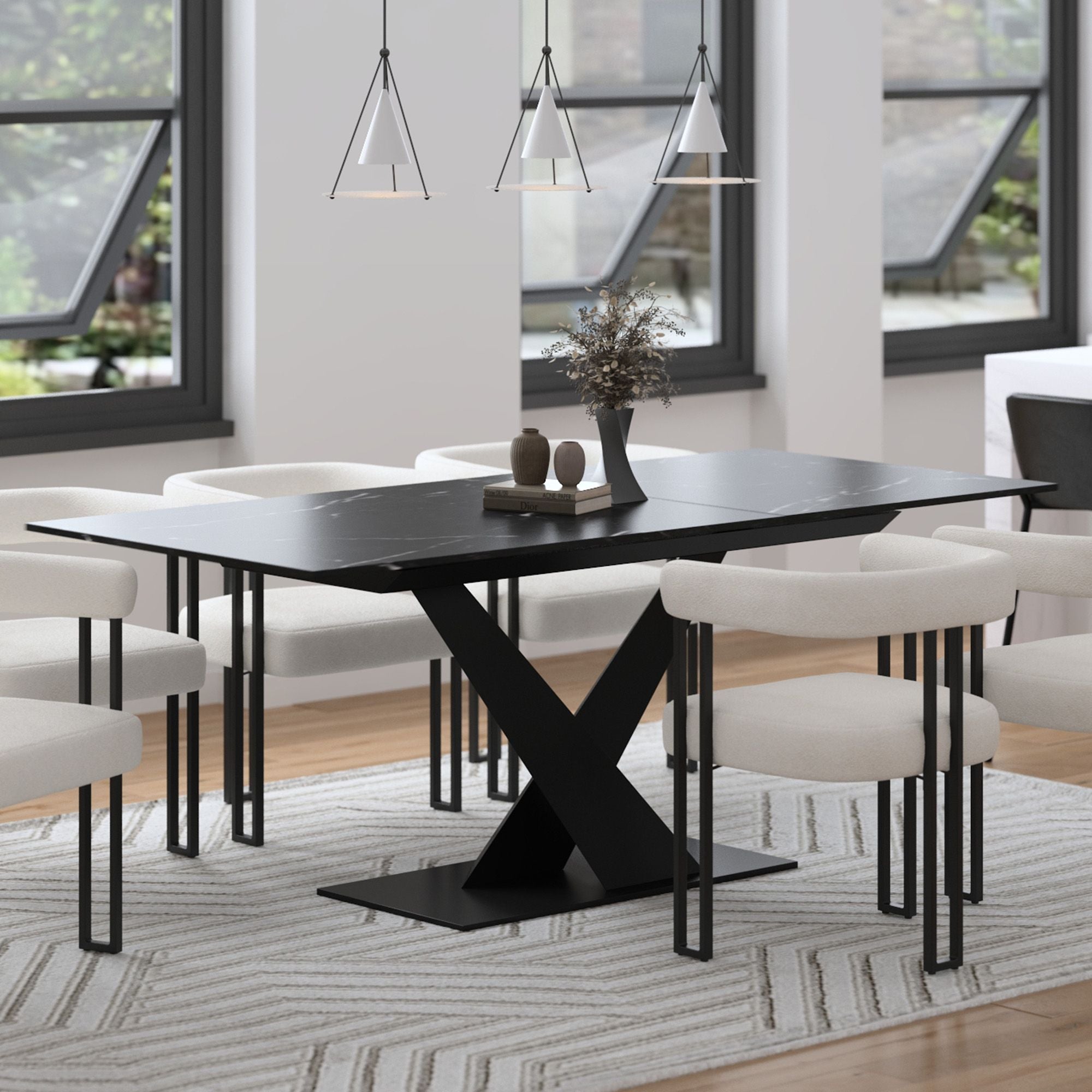 Julius Dining Table with Extension, 63"-79" - perfect for family meals | Image 3 | InSTYLE Home & Rugs