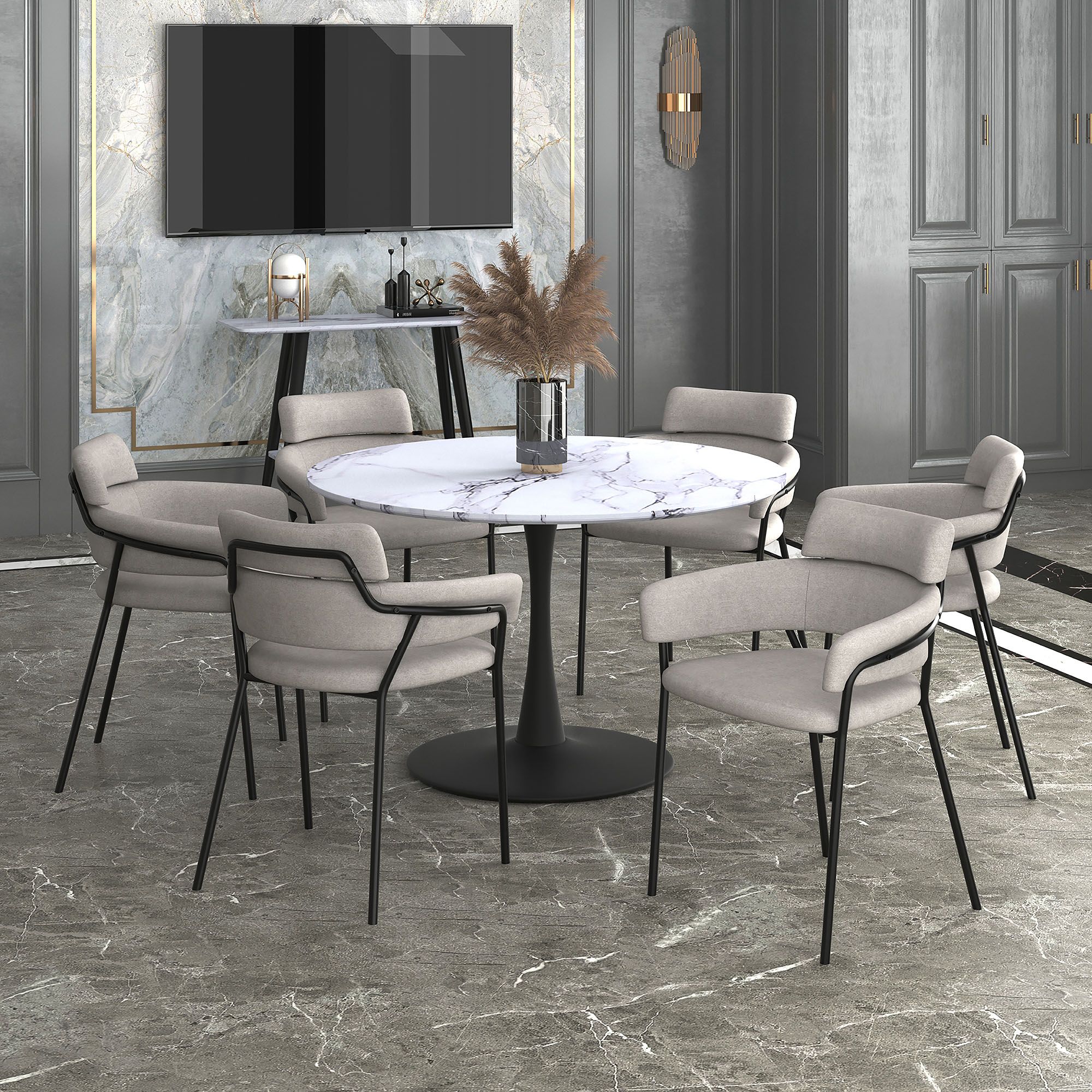 Zilo Round Pedestal Dining Table, 48" - elegant tables for dining rooms | Image 15 | InSTYLE Home & Rugs