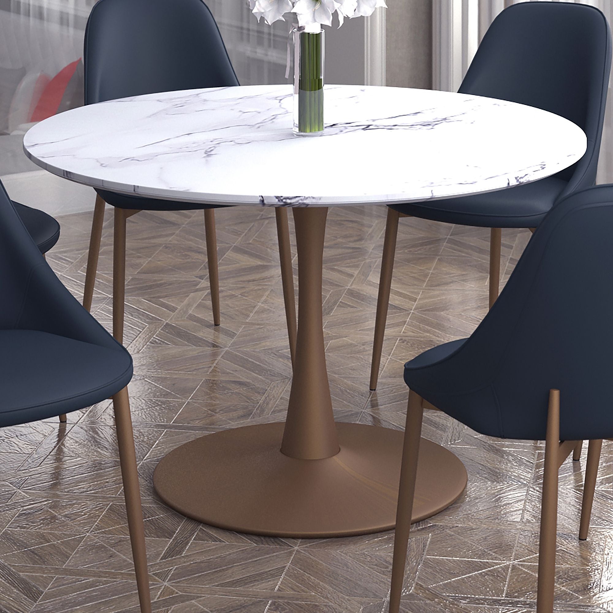 Zilo Round Pedestal Dining Table, 48" - elegant tables for dining rooms | Image 3 | InSTYLE Home & Rugs