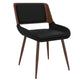 Hudson Dining Chair in Black Faux Leather, Metal and Walnut Metal and Wood