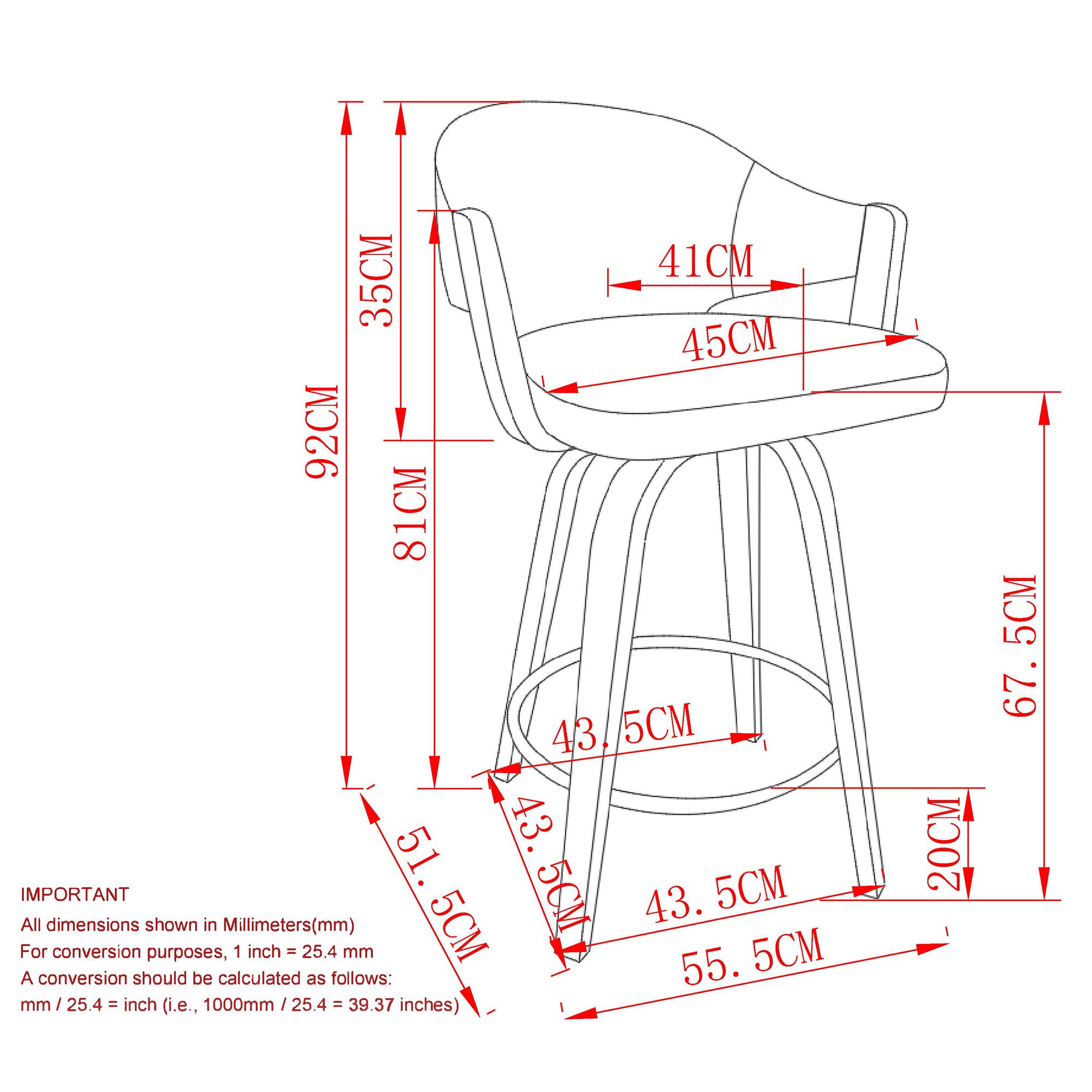 Freya 26" Counter Stool with Swivel, Set of 2 - sleek stools for kitchen bars | Image 9 | InSTYLE Home & Rugs