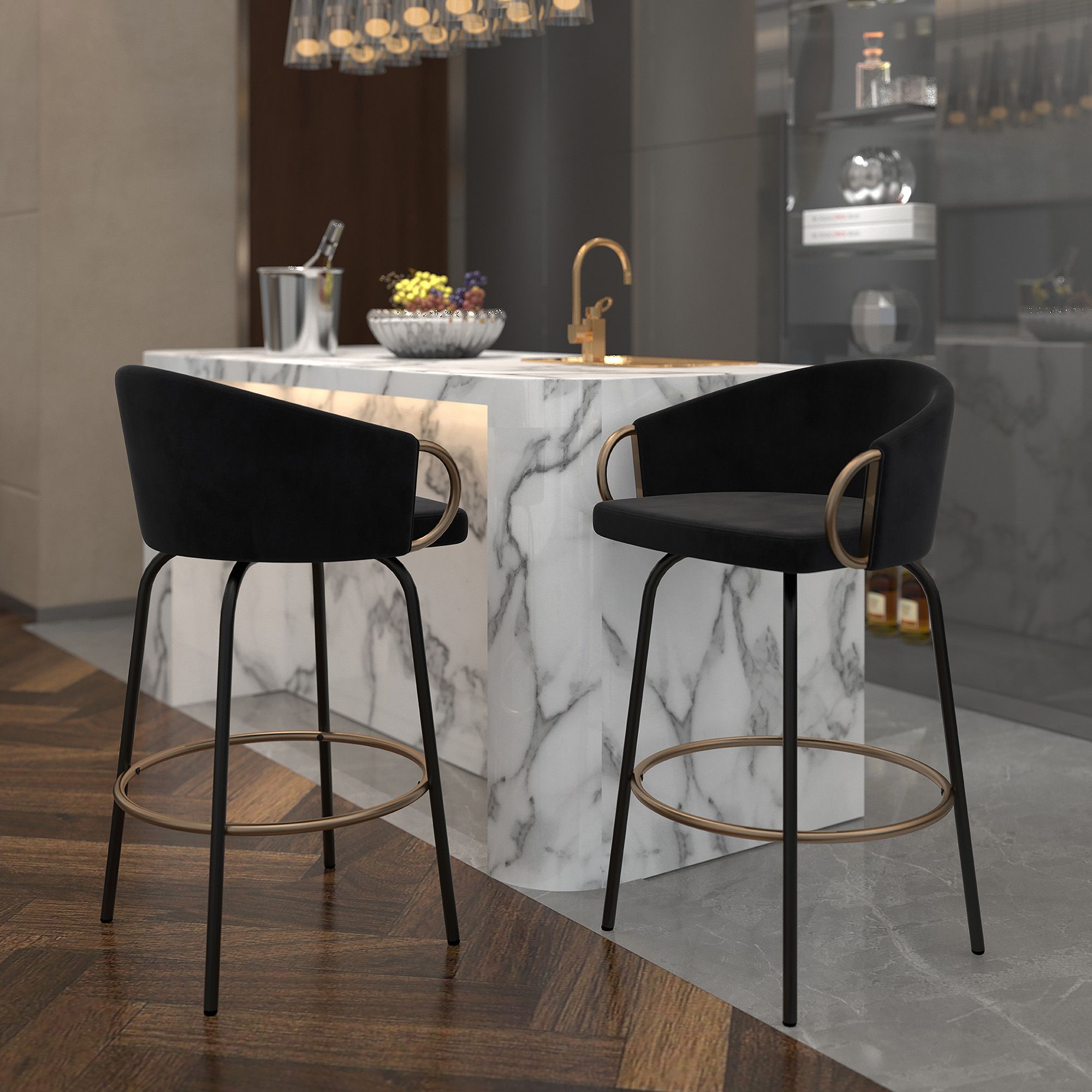 Lavo 26" Counter Stool with Swivel, Set of 2 - sleek stools for kitchen bars | Image 4 | InSTYLE Home & Rugs