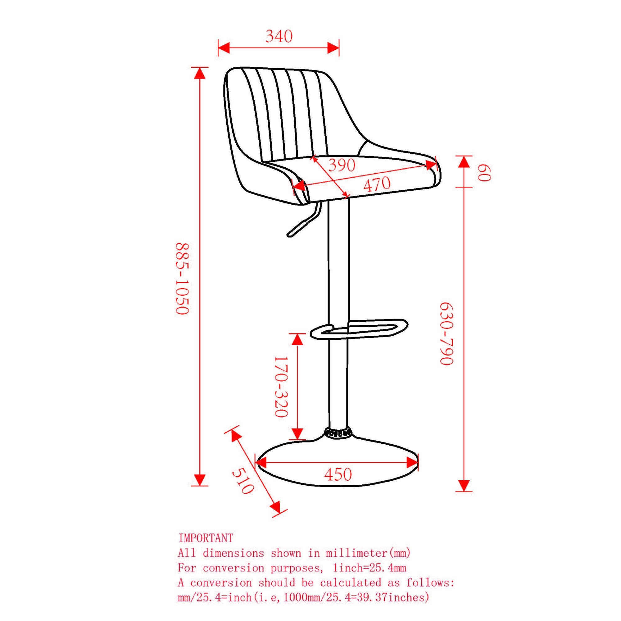 Kron Air-Lift Stool, Set of 2 - compact lift stool with smooth height adjustment mechanism | Image 10 | InSTYLE Home & Rugs