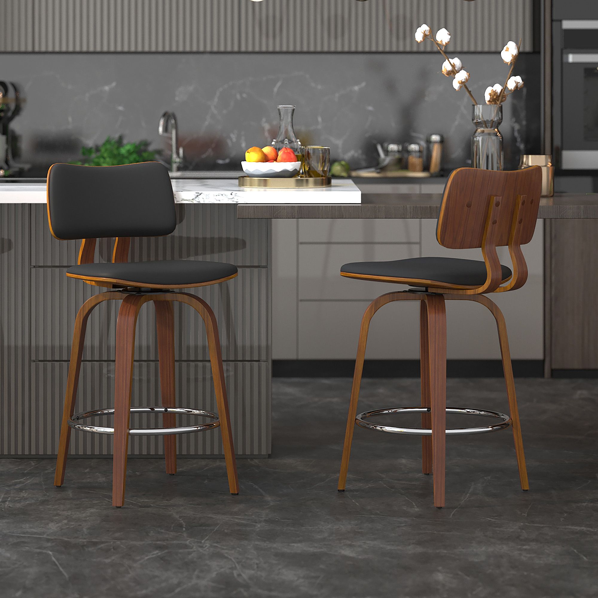 Zuni 26" Counter Stool with Swivel, PU - sleek stools for kitchen bars | Image 3 | InSTYLE Home & Rugs