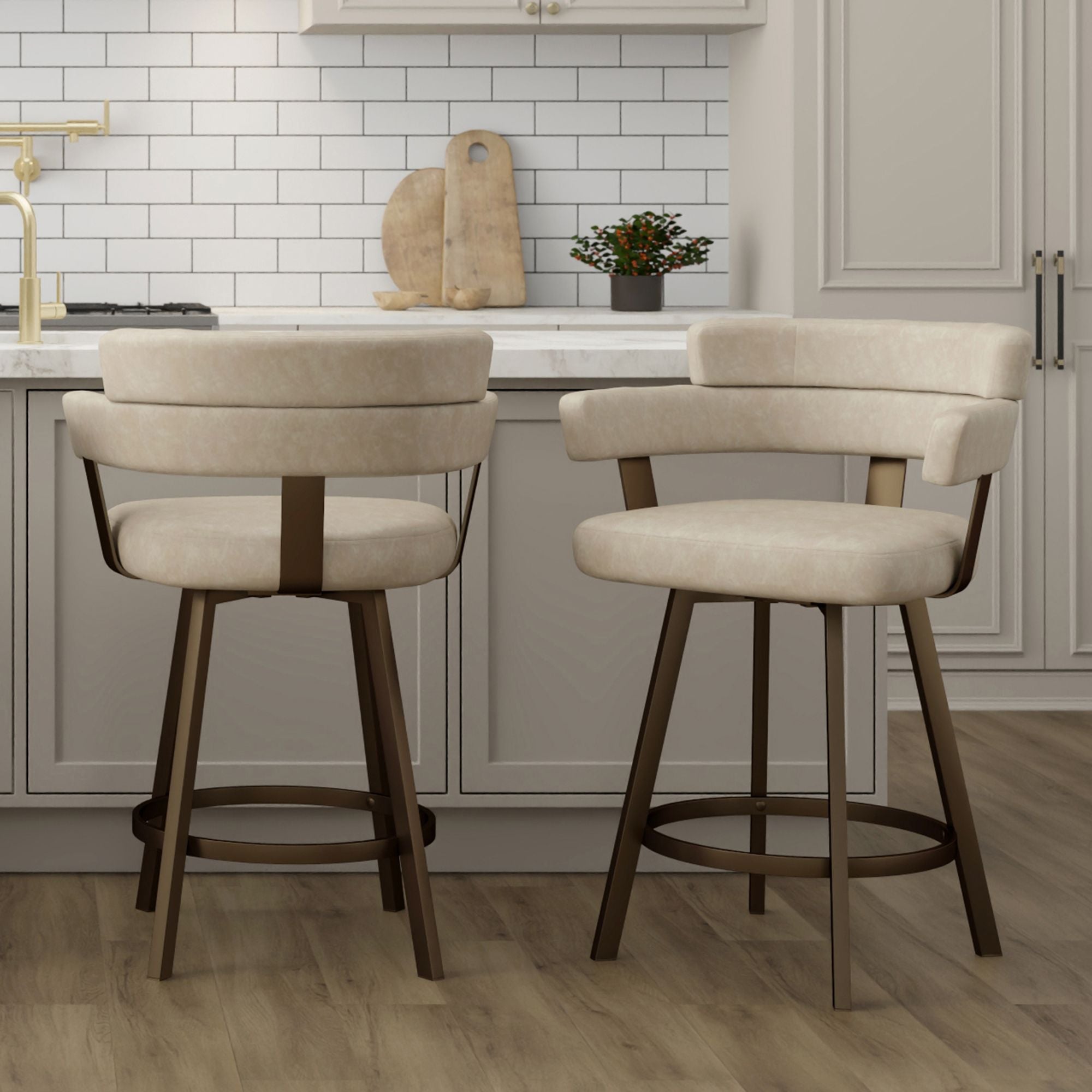 Oberon 26" Counter Stool with Swivel, Set of 2 - sleek stools for kitchen bars | Image 10 | InSTYLE Home & Rugs
