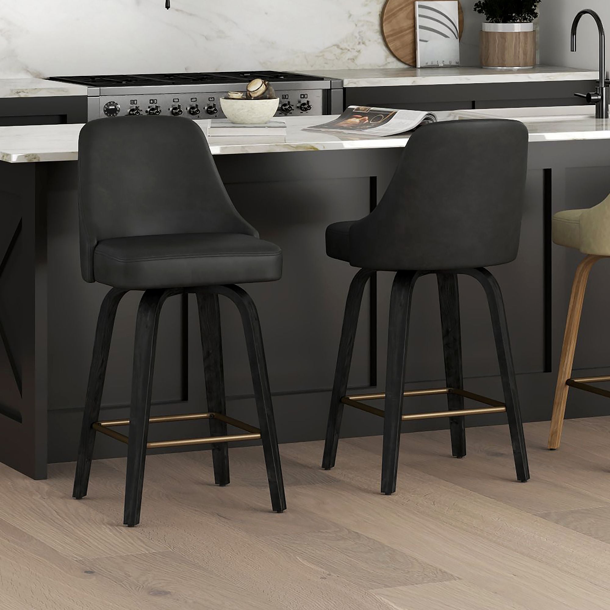 Oakley 26" Counter Stool w/Swivel, Set of 2 - sleek stools for kitchen bars | Image 2 | InSTYLE Home & Rugs
