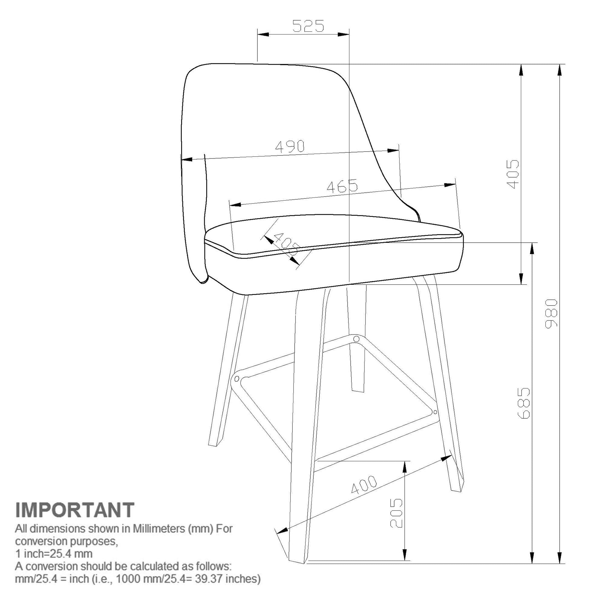 Oakley 26" Counter Stool with Swivel, Set of 2 - sleek stools for kitchen bars | Image 8 | InSTYLE Home & Rugs