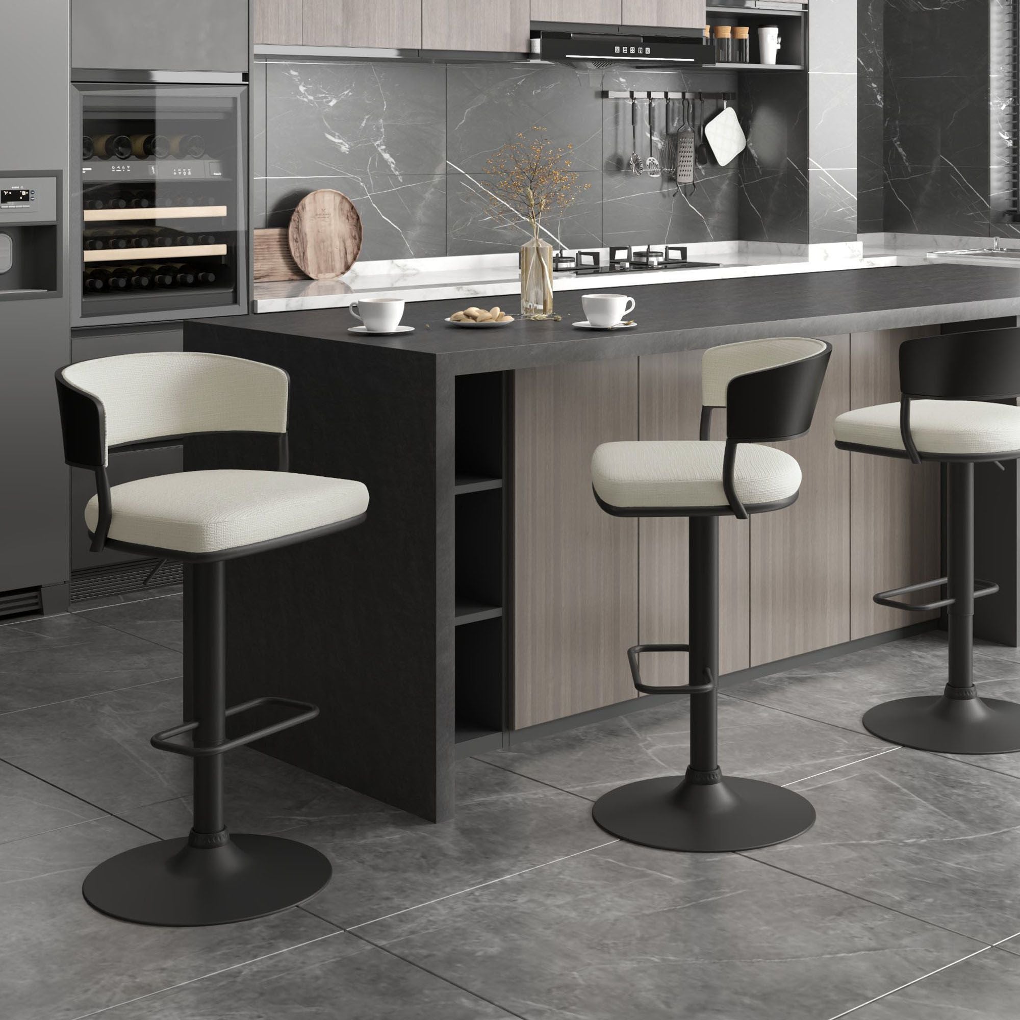 Kazan Adjustable Air-Lift Stool, Set of 2 - perfect for small spaces | Image 10 | InSTYLE Home & Rugs