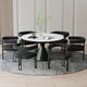 Calisto/Scarlet 7pc Dining Set in White Table with Charcoal Chair