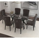Stark/Rizzo 7pc Dining Set in Black with Grey Velvet Chair