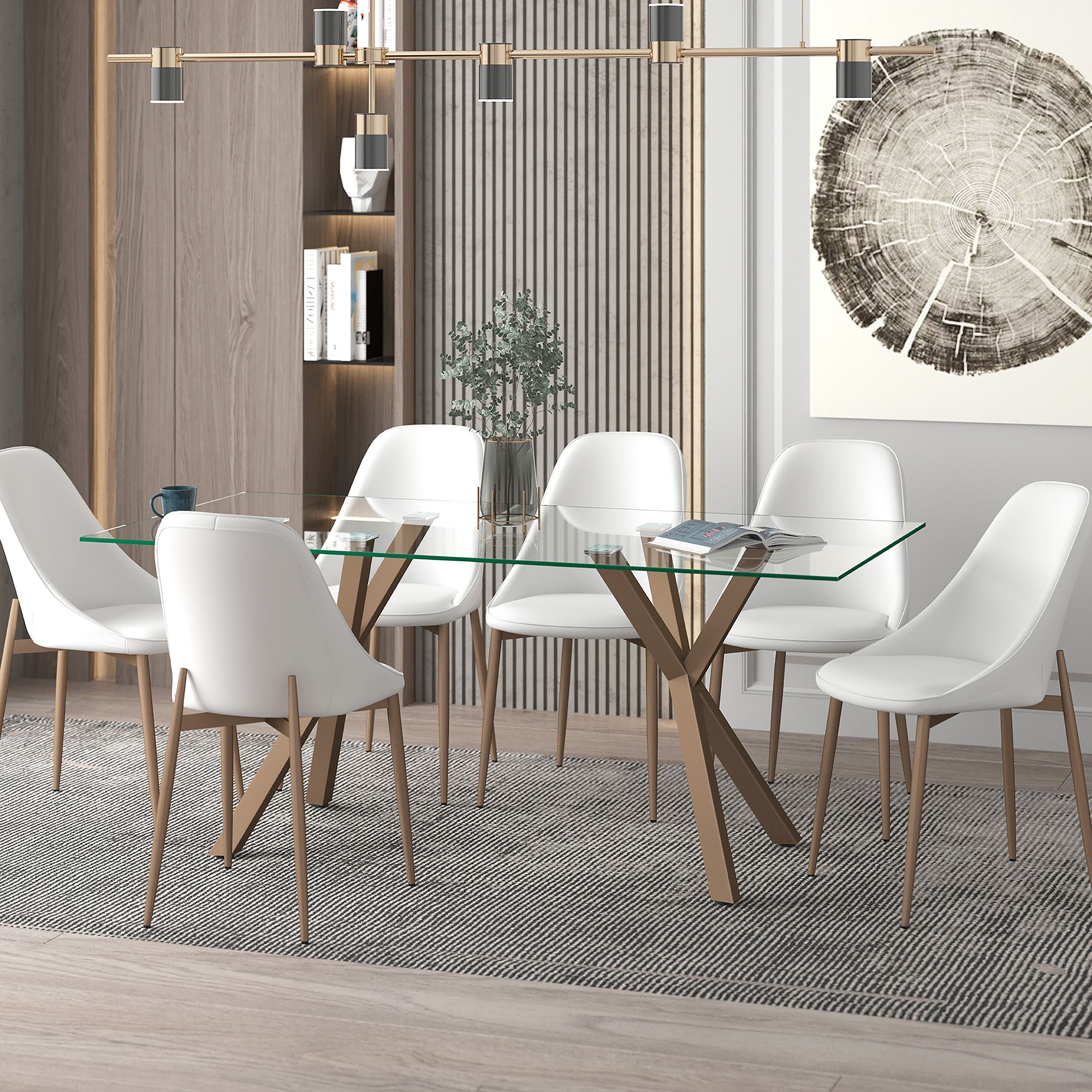 Stark and Cleo 7pc Dining Set - elegant seating for dining areas | Image 1 | InSTYLE Home & Rugs