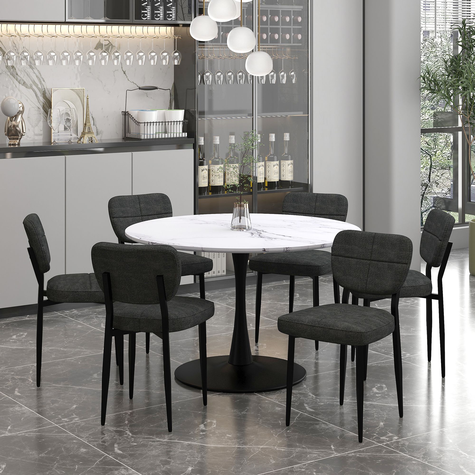 Zilo and Zeke 7pc Dining Set - elegant seating for dining areas | Image 1 | InSTYLE Home & Rugs