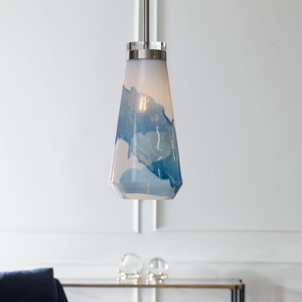 Windswept Blue & White, 1 Lt Mini Pendant - from table lamps to chandeliers and floor lamps | Image 1 | InSTYLE Home & Rugs