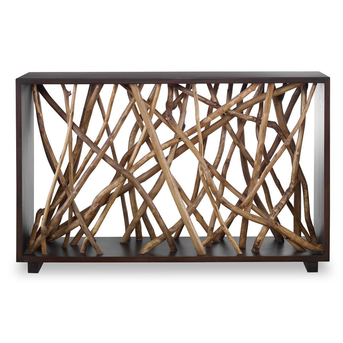 Teak Maze Console Table - compact console for organizing entryway or hallway essentials | Image 2 | InSTYLE Home & Rugs