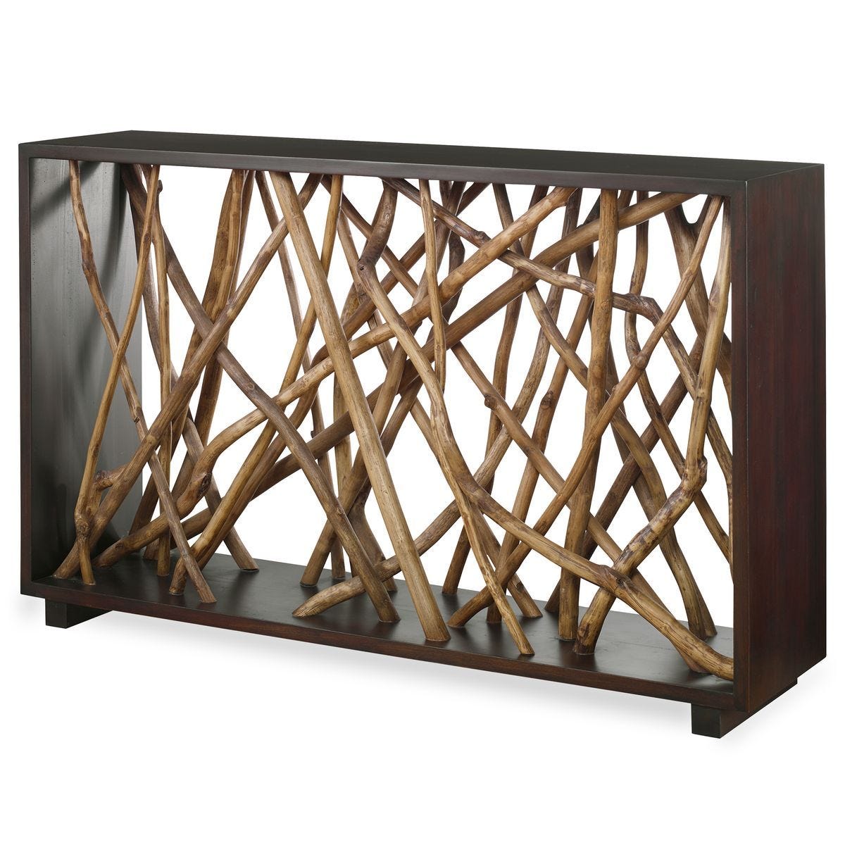 Teak Maze Console Table - compact console for organizing entryway or hallway essentials | Image 3 | InSTYLE Home & Rugs