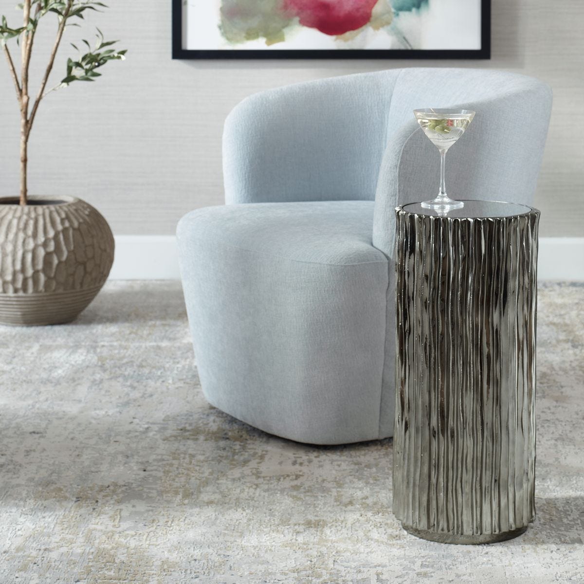 Echo Drink Table, Nickel - functional design with style | Image 1 | InSTYLE Home & Rugs