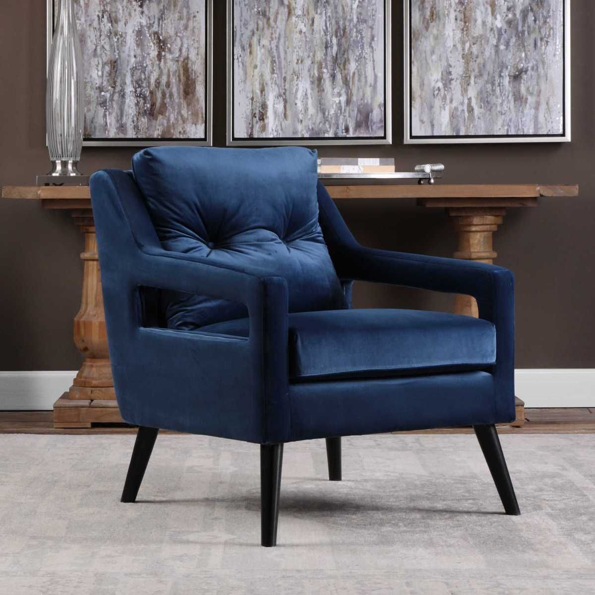 O'Brien Armchair, Blue - upholstered armchair with padded comfort | Image 6 | InSTYLE Home & Rugs