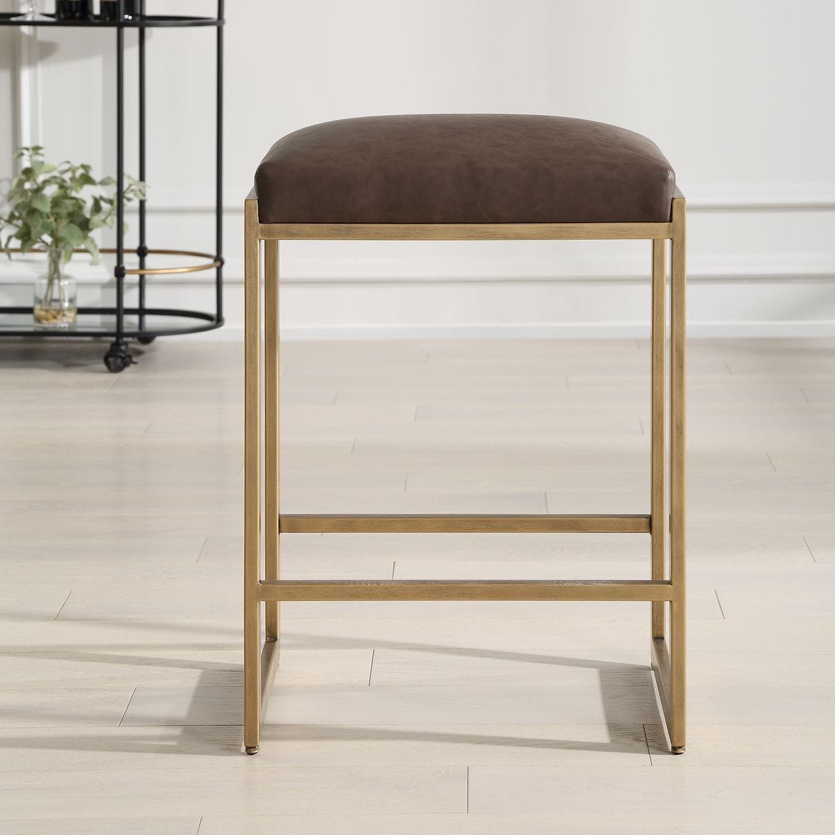 Atticus Counter Stool, Gold - ergonomic design for comfort | Image 1 | InSTYLE Home & Rugs
