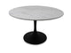 Valencia Round Dining Table - White Marble/ Matte Black Base