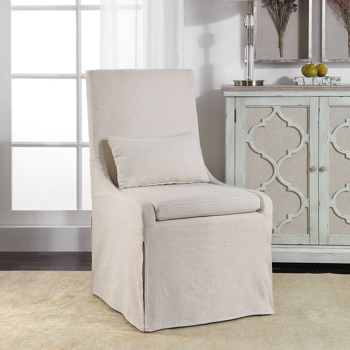 Coley Armless Chair, Linen - comfortable seating for dining and office spaces | Image 4 | InSTYLE Home & Rugs