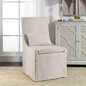 Coley Armless Chair, Linen - comfortable seating for dining and office spaces | Image 4 | InSTYLE Home & Rugs