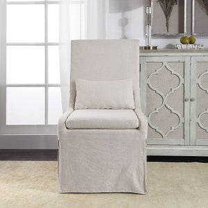 Coley Armless Chair, Linen - comfortable seating for dining and office spaces | Image 1 | InSTYLE Home & Rugs