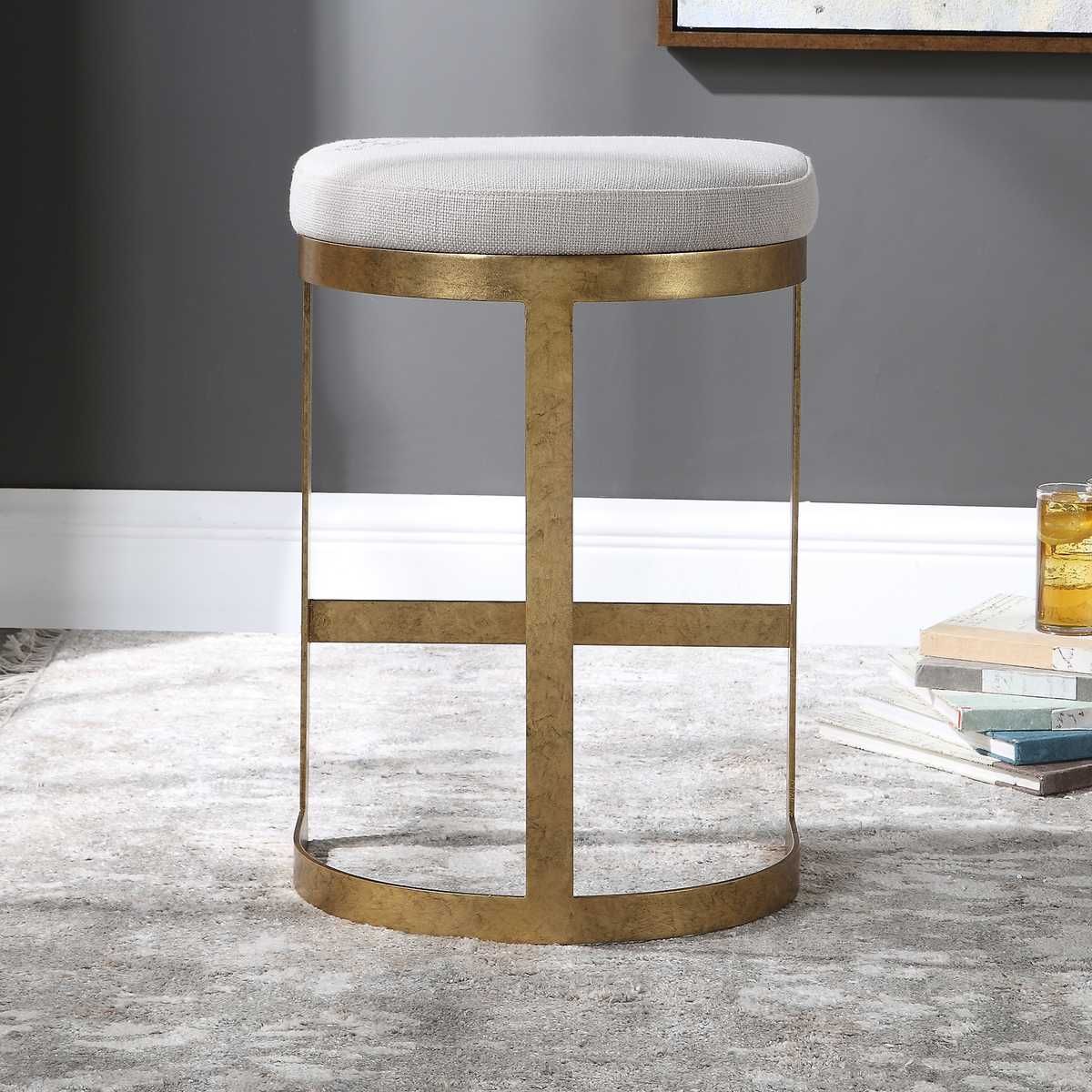 Ivanna Counter Stool, Gold - sleek stools for kitchen bars | Image 3 | InSTYLE Home & Rugs