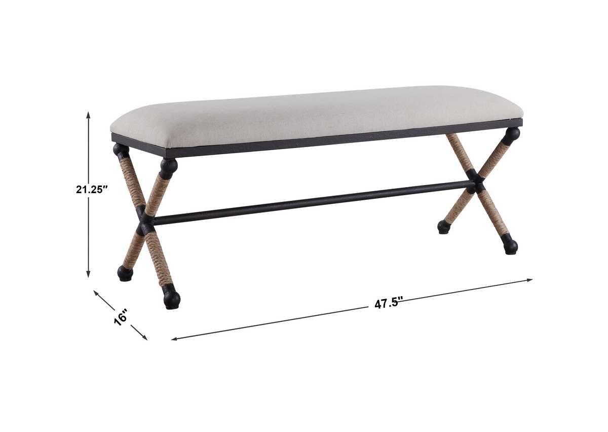 Firth Bench, Oatmeal - perfect for entryways or patios | Image 11 | InSTYLE Home & Rugs
