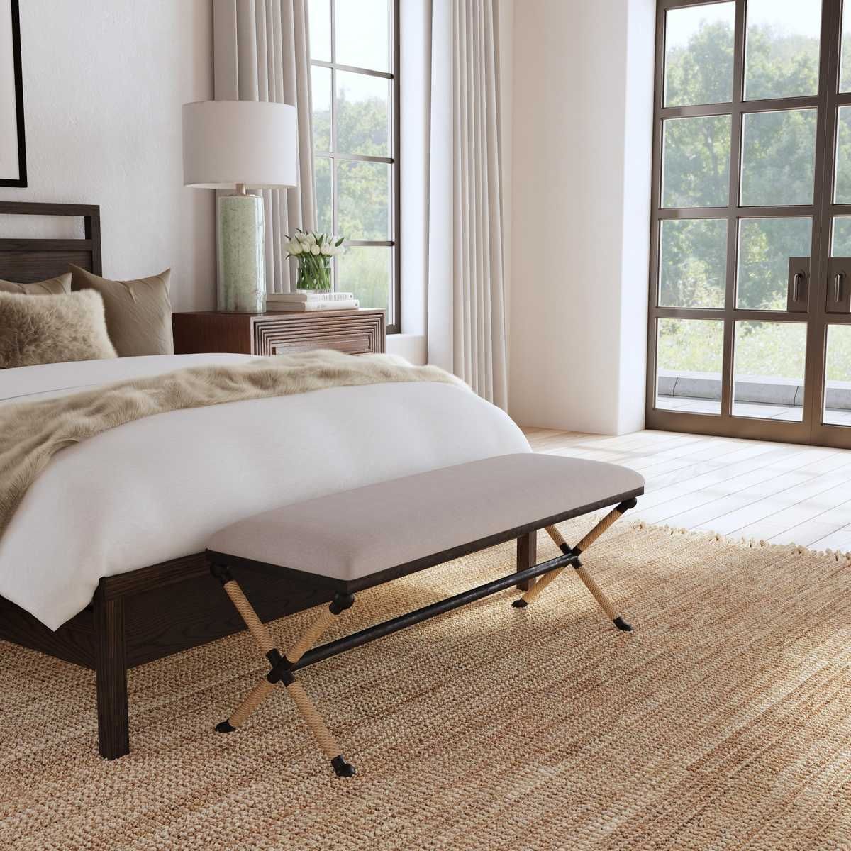 Firth Bench, Oatmeal - perfect for entryways or patios | Image 7 | InSTYLE Home & Rugs