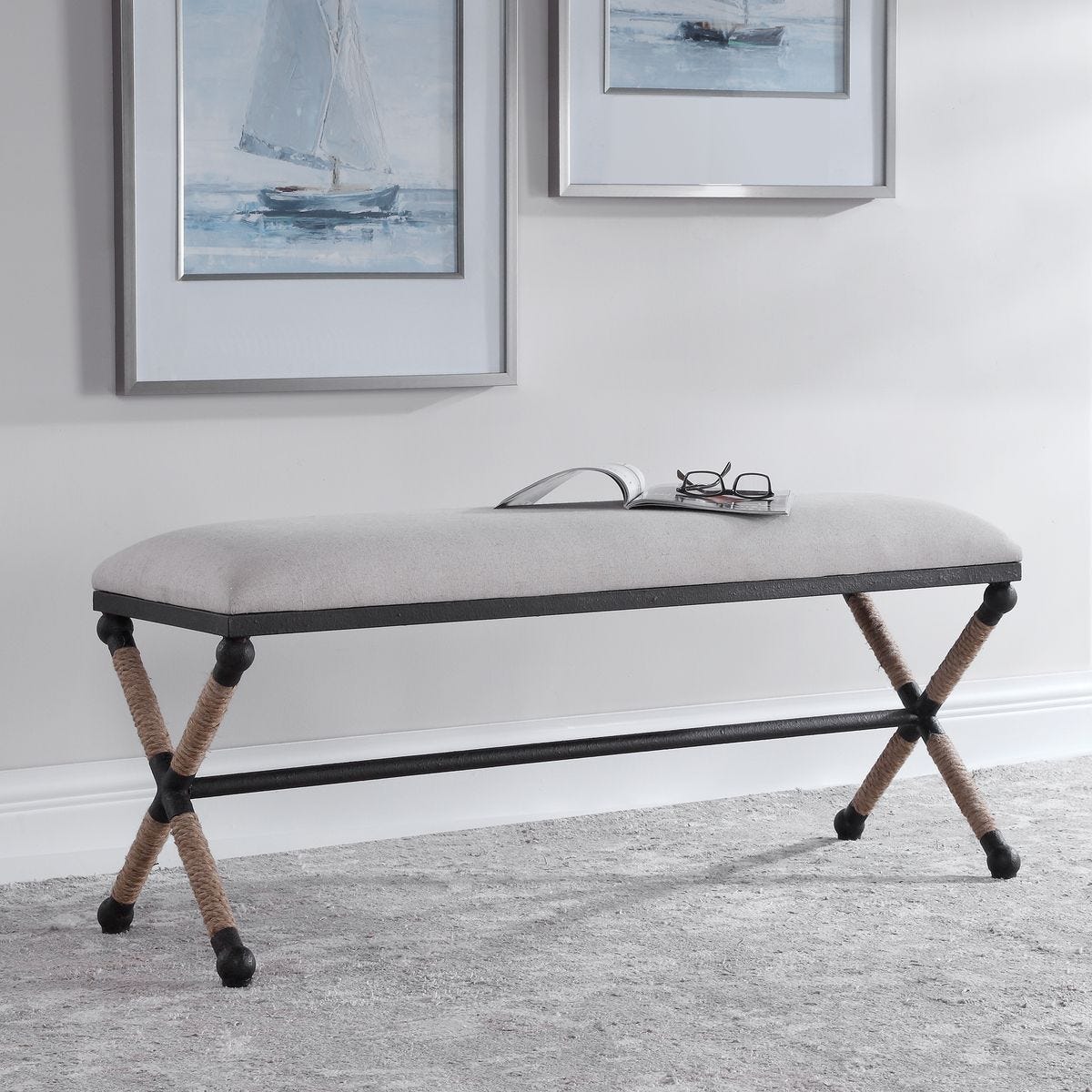 Firth Bench, Oatmeal - perfect for entryways or patios | Image 9 | InSTYLE Home & Rugs