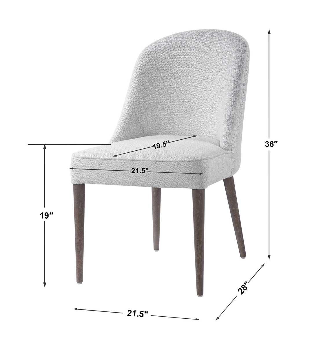 Brie Armless Chair, White, 2 Per Box, Priced Each - durable construction for long-lasting use | Image 7 | InSTYLE Home & Rugs