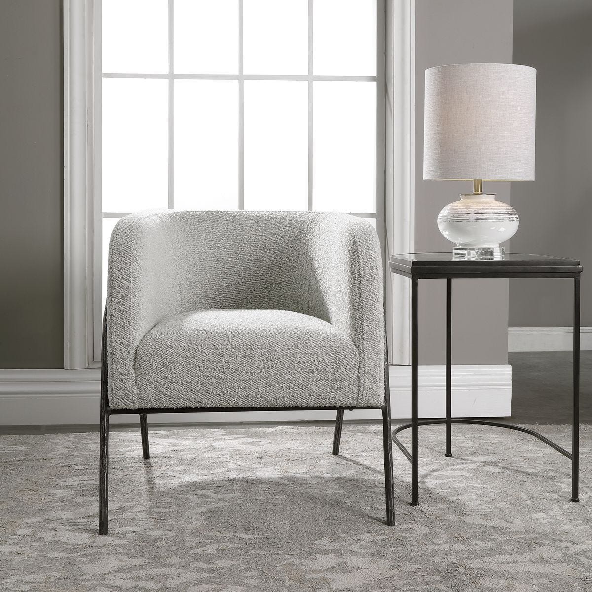 Jacobsen Accent Chair, Gray - modern accent chair with comfortable cushioning and sleek design | Image 1 | InSTYLE Home & Rugs