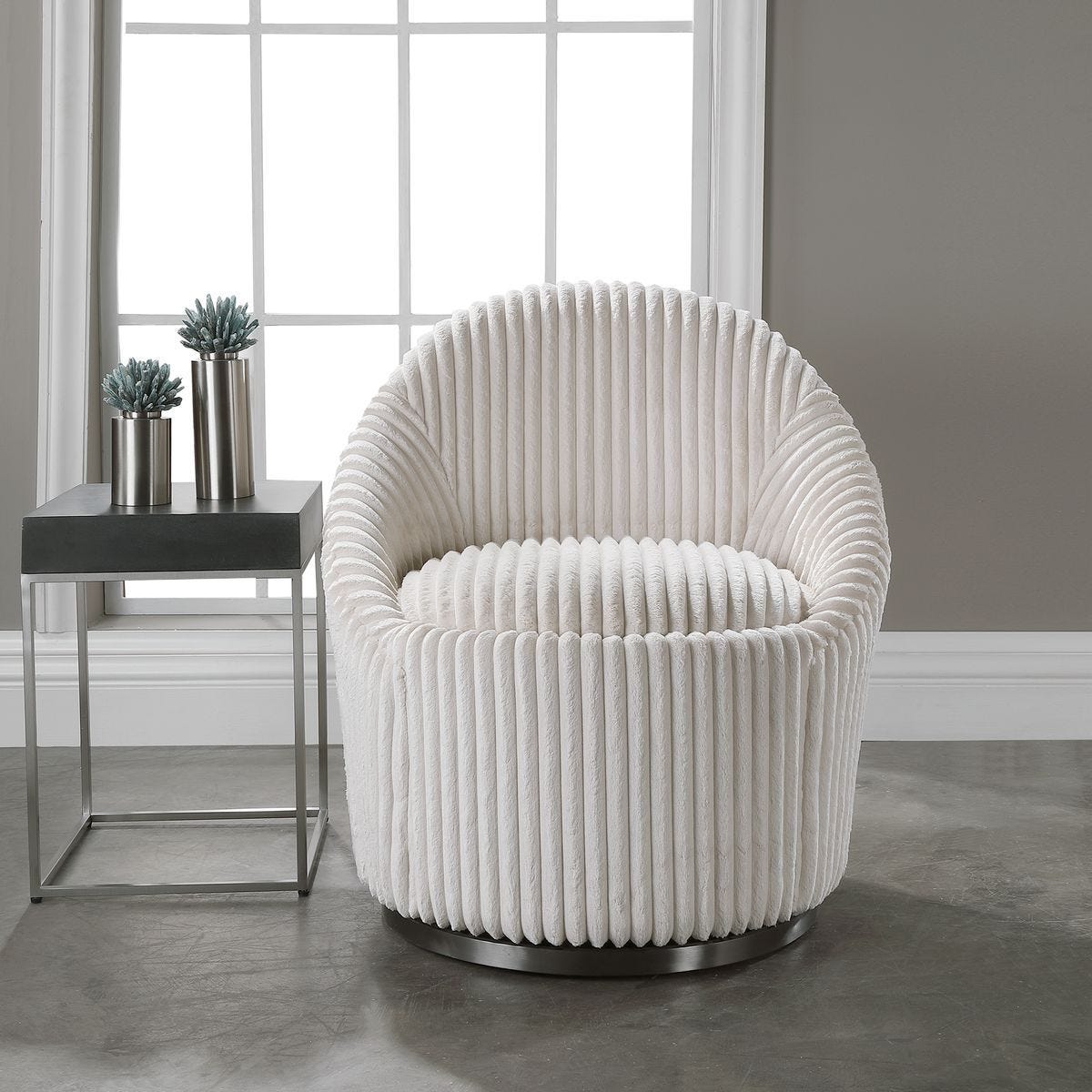 Crue Swivel Chair, Ivory - comfortable seating for dining and office spaces | Image 7 | InSTYLE Home & Rugs