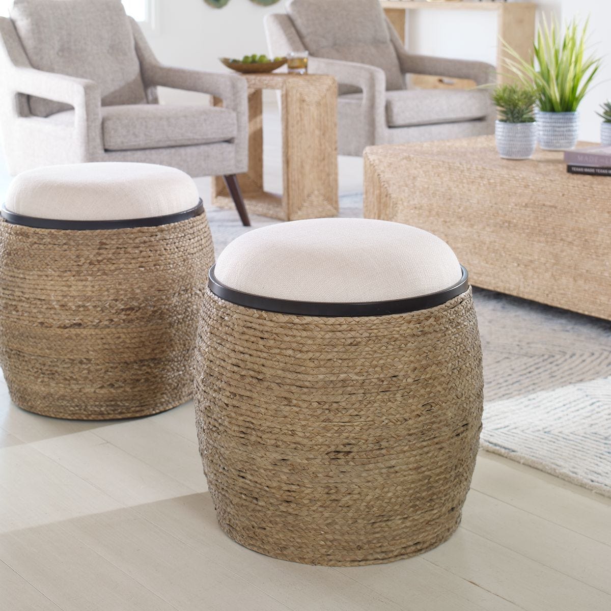 Island Ottoman, Small Round - compact and stylish design | Image 1 | InSTYLE Home & Rugs