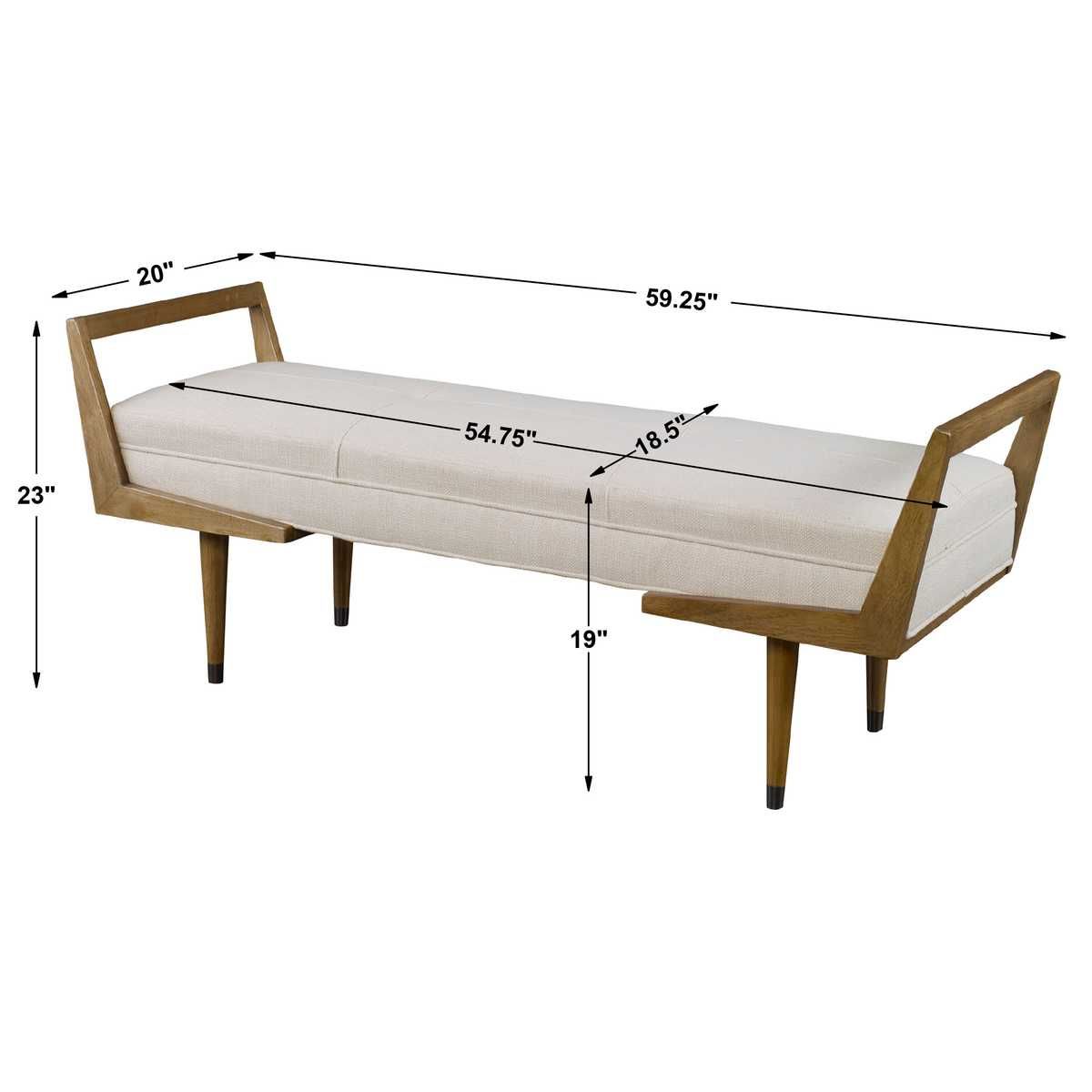 Waylon Bench, Ivory - perfect for entryways or patios | Image 6 | InSTYLE Home & Rugs