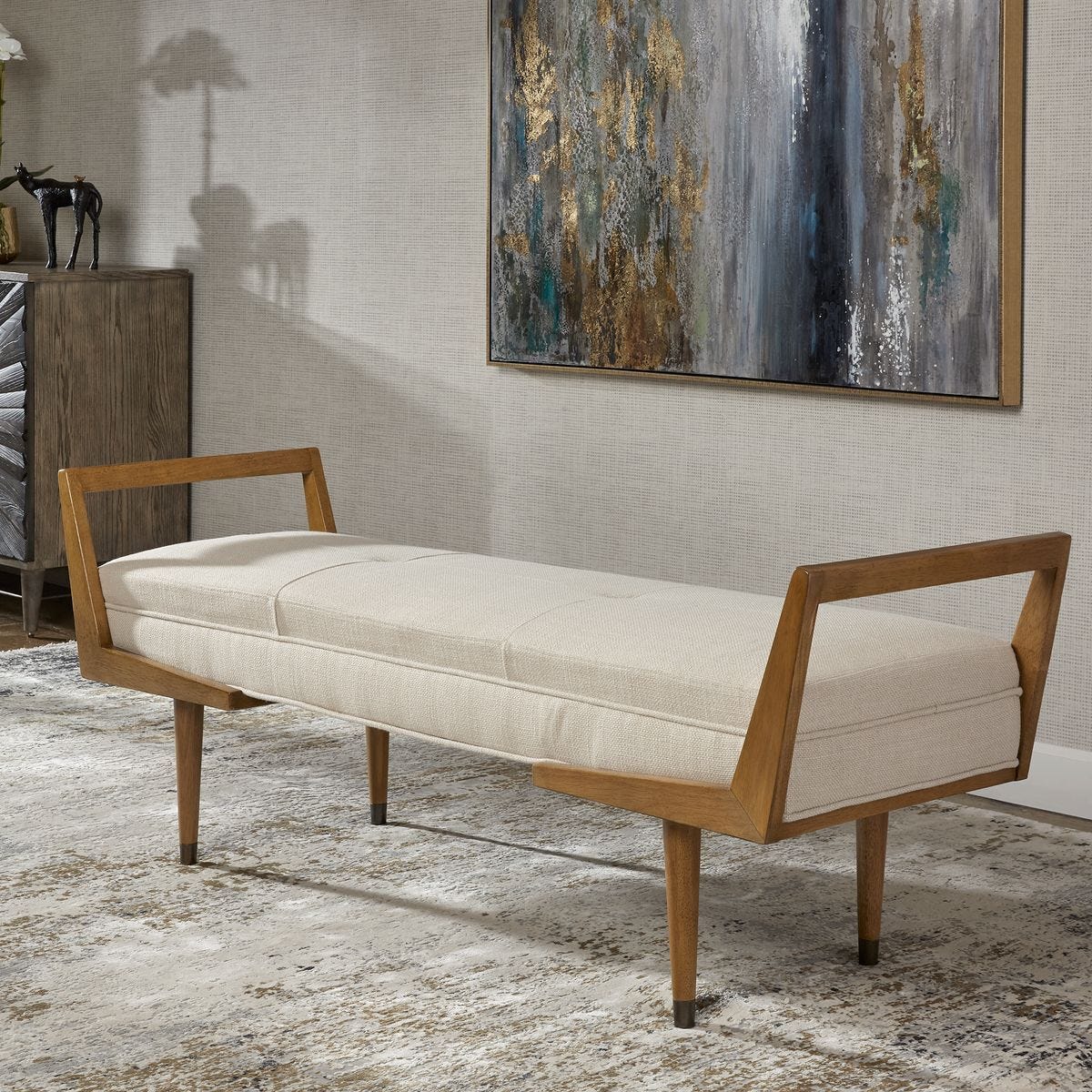 Waylon Bench, Ivory - perfect for entryways or patios | Image 5 | InSTYLE Home & Rugs