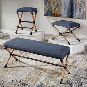 Firth Small Bench, Navy - stylish bench for any space | Image 6 | InSTYLE Home & Rugs