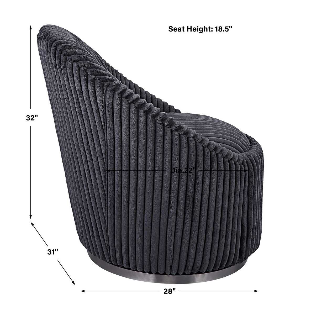 Crue Swivel Chair, Gunmetal - durable construction for long-lasting use | Image 8 | InSTYLE Home & Rugs