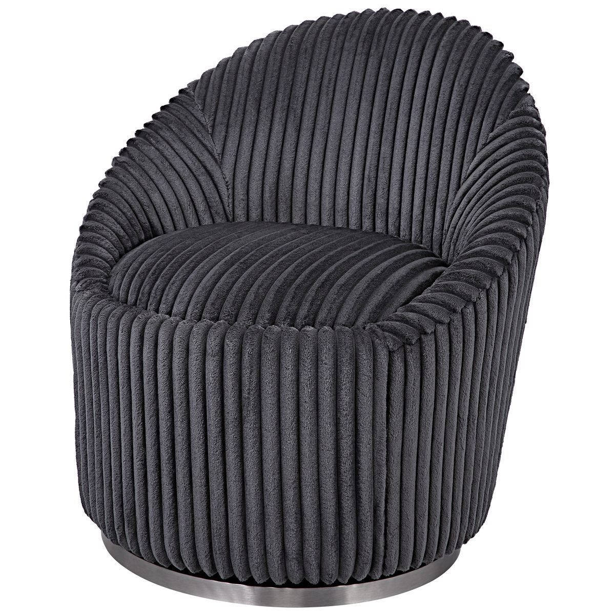 Crue Swivel Chair, Gunmetal - durable construction for long-lasting use | Image 3 | InSTYLE Home & Rugs