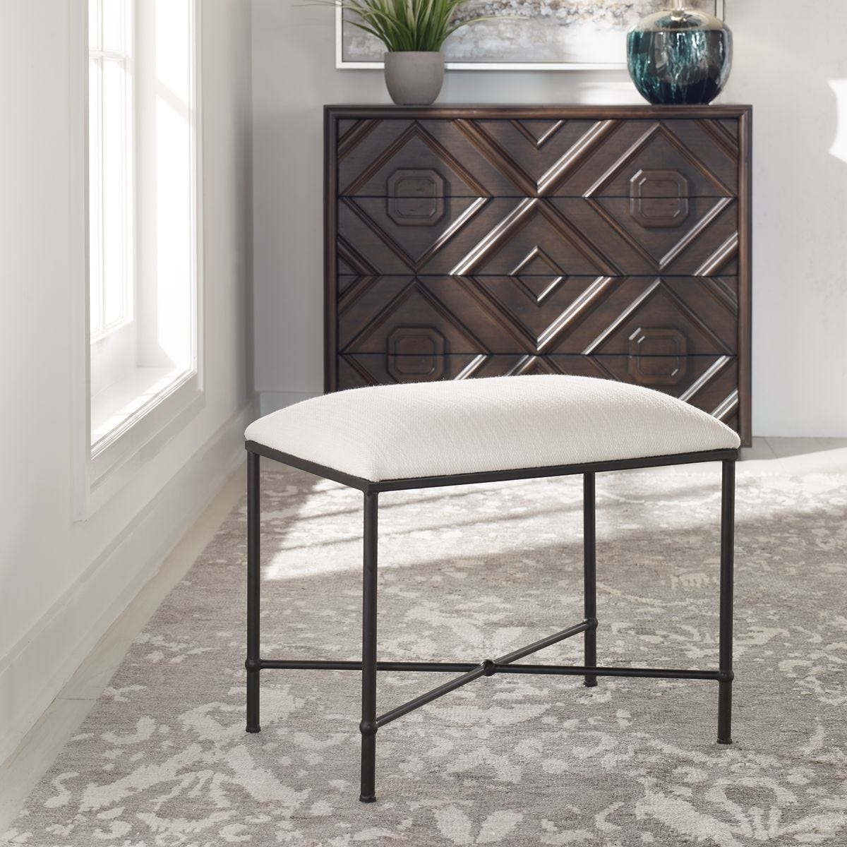 Avenham Small Bench, Black - stylish bench for any space | Image 1 | InSTYLE Home & Rugs