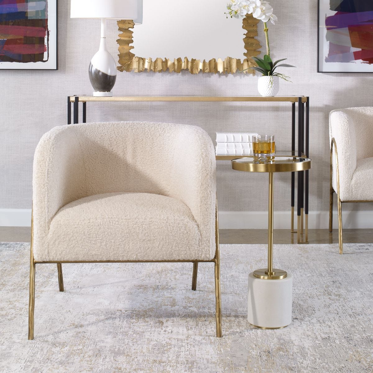 Jacobsen Accent Chair, Natural Shearling - modern accent chair with comfortable cushioning and sleek design | Image 7 | InSTYLE Home & Rugs