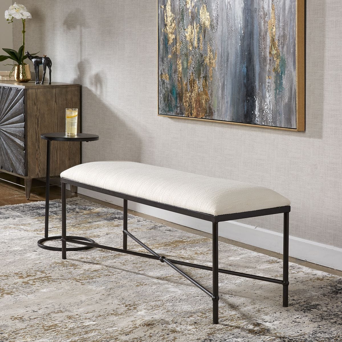 Avenham Bench, Black - perfect for entryways or patios | Image 5 | InSTYLE Home & Rugs