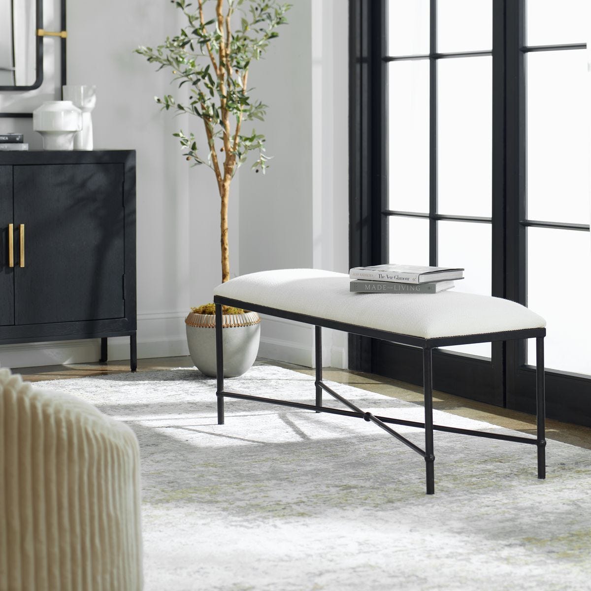 Avenham Bench, Black - perfect for entryways or patios | Image 1 | InSTYLE Home & Rugs