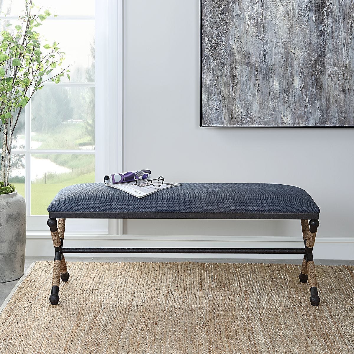 Firth Bench, Navy - stylish bench for any space | Image 8 | InSTYLE Home & Rugs
