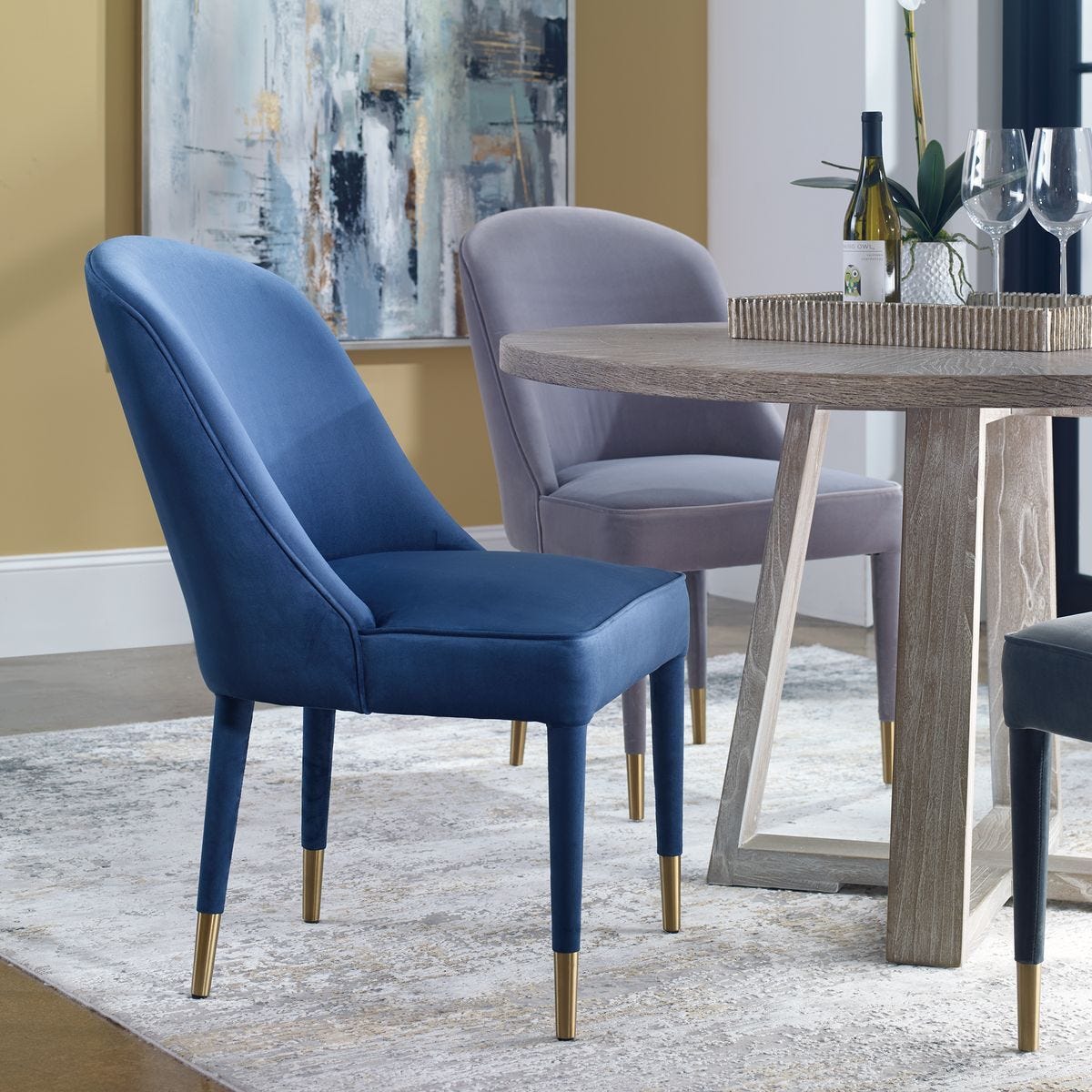 Brie Armless Chair, Sapphire, 2 Per Box, Priced Each - durable construction for long-lasting use | Image 1 | InSTYLE Home & Rugs