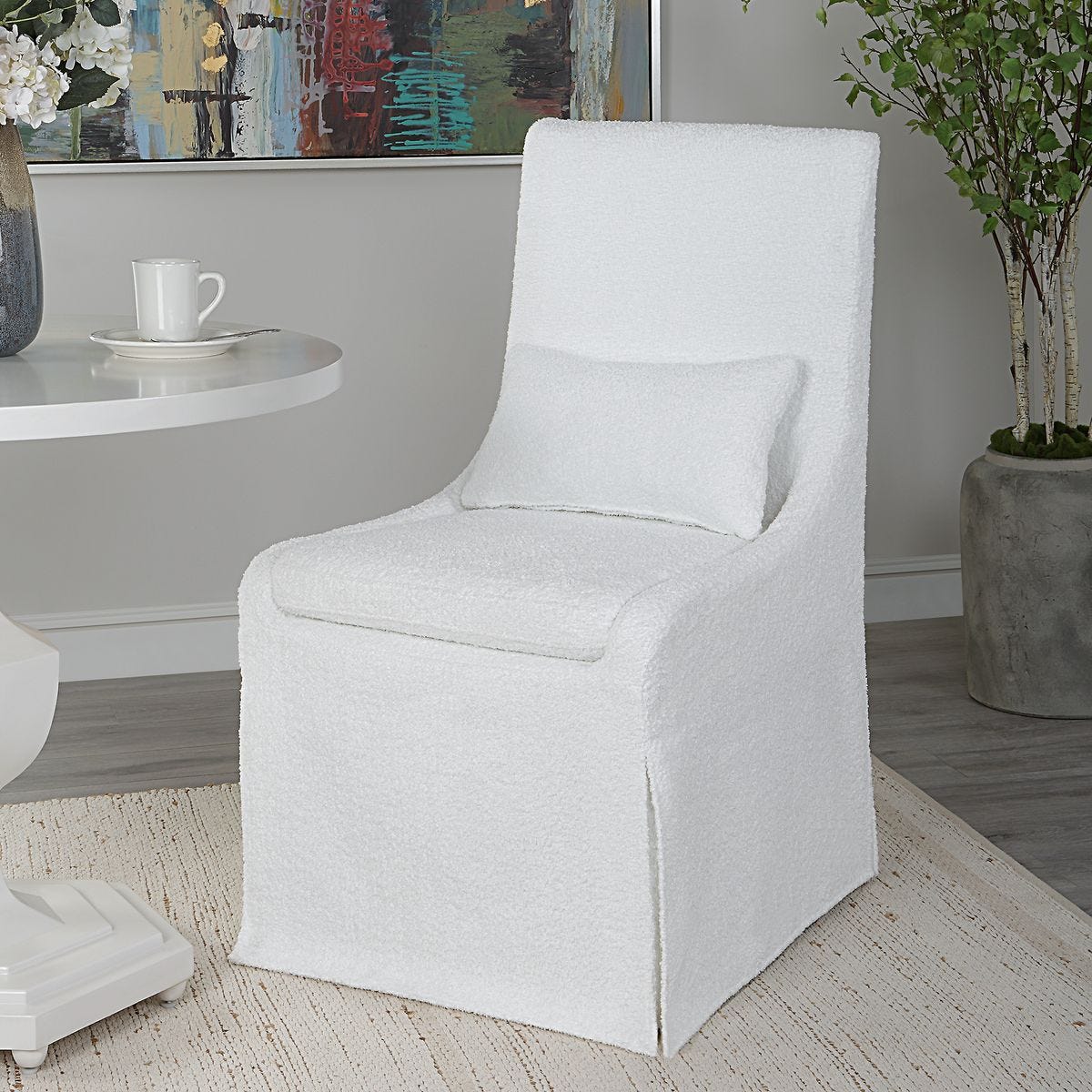 Coley Armless Chair, White - comfortable seating for dining and office spaces | Image 7 | InSTYLE Home & Rugs