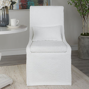 Coley Armless Chair, White - comfortable seating for dining and office spaces | Image 1 | InSTYLE Home & Rugs